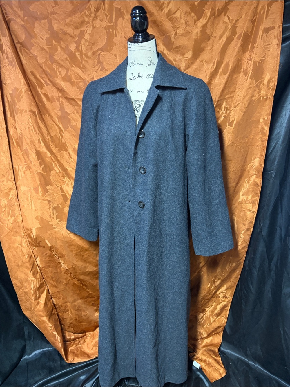 Vintage Harvé Benard Wool Blend Long Gray Coat Size 12 Quiet Luxury Old Money